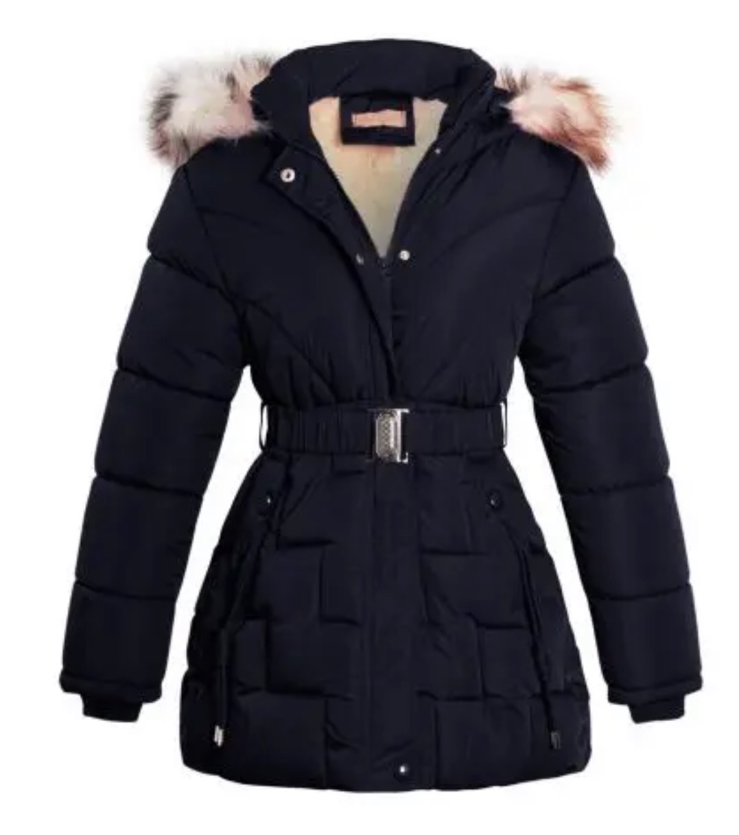 Doudou fille Capuche fourrure avec une ceinture